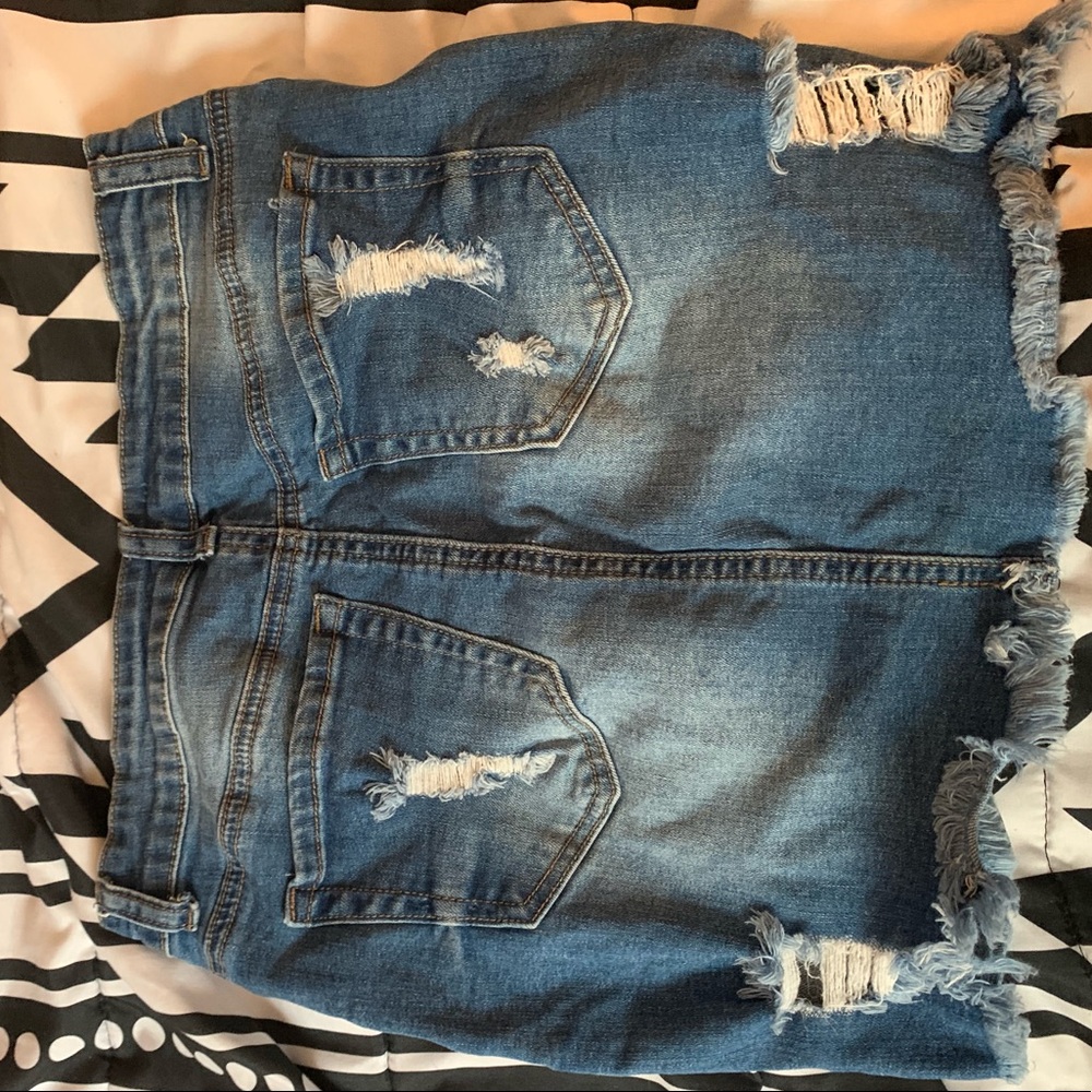 Ripped jean skirt